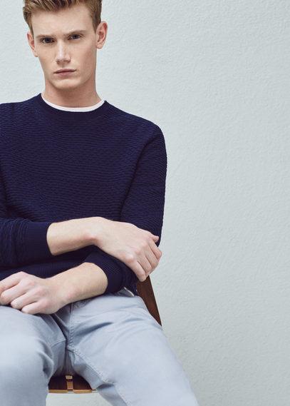 Mango Man Embossed Cotton Sweater