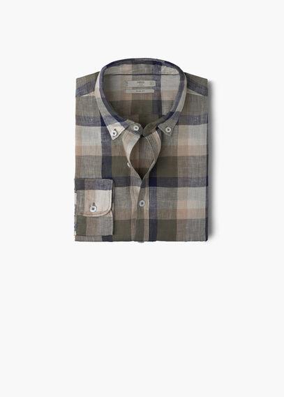 Mango Man Mango Man Slim-fit Check Linen Shirt