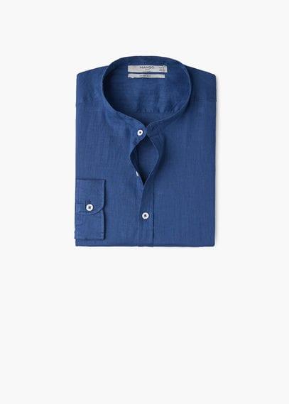 Mango Man Mango Man Slim-fit Mao Collar Linen Shirt