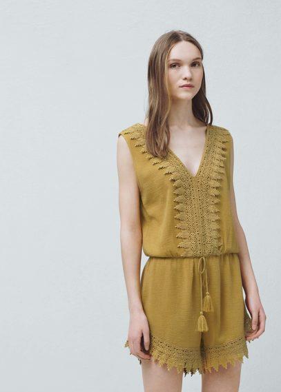 Mango Mango Lace Cotton Jumpsuit