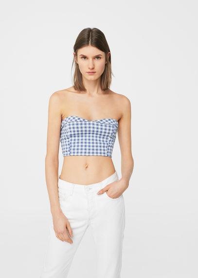 Mango Mango Gingham Cropped Top