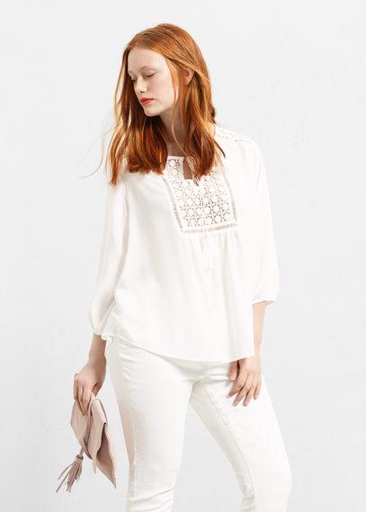 Violeta By Mango Violeta By Mango Openwork Panel Blouse