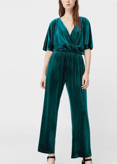 Mango Mango Crossed Velvet Jumpsuit