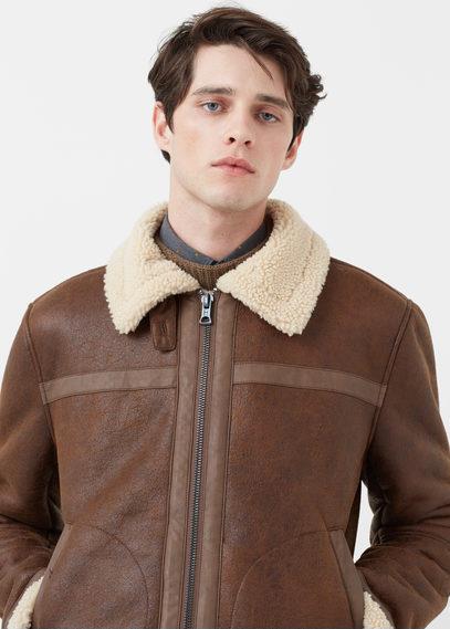 Mango Man Mango Man Faux Shearling-lined Aviator Jacket
