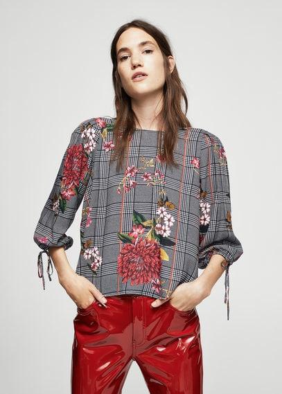 Mango Mango Floral Prince Of Wales Blouse