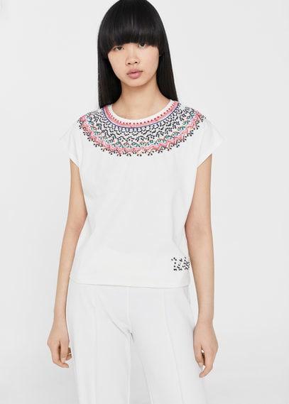 Mango Mango Embroidered Panel T-shirt