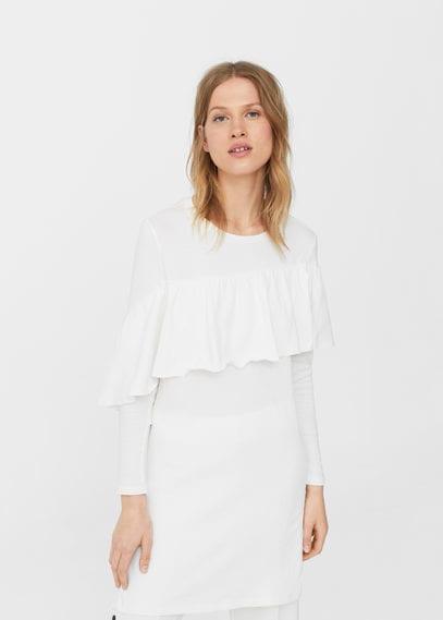 Mango Mango Ruffle Long T-shirt