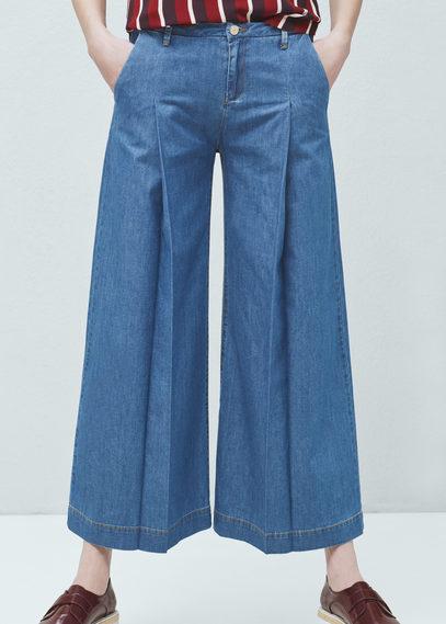 Mango Palazzo Denim Trousers