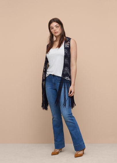 Violeta By Mango Violeta By Mango Fringed Crochet Vest