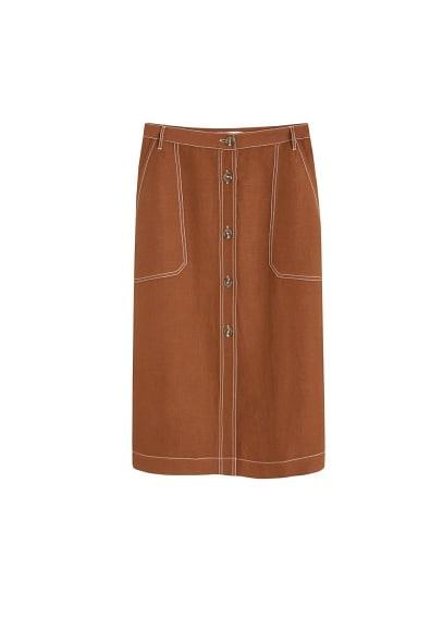 Mango Mango Contrast Seam Linen-blend Skirt