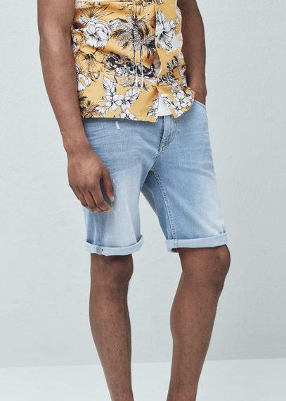 Mango Man Mango Man Light Wash Denim Bermuda Shorts