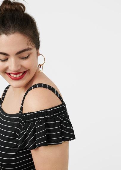 Violeta By Mango Violeta By Mango Striped Off-shoulder Top