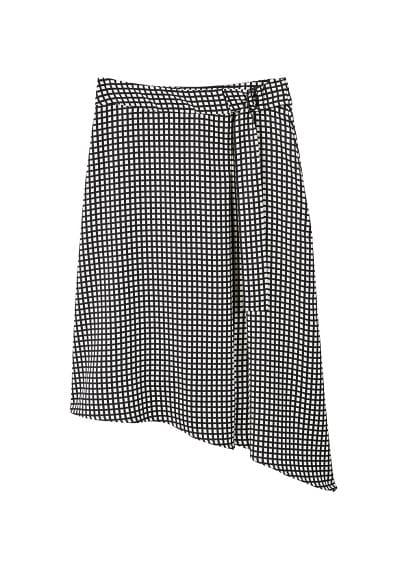 Mango Mango Checkered Asymmetric Skirt