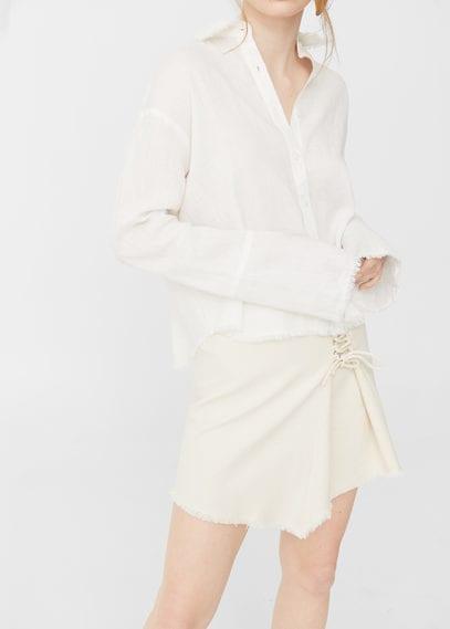 Mango Mango Frayed Linen Shirt