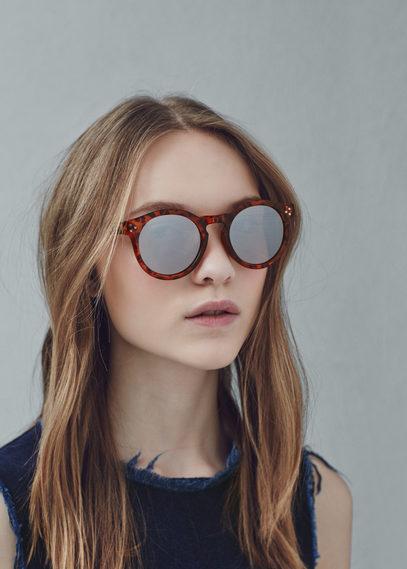 Mango Mango Round Mirrored Sunglasses
