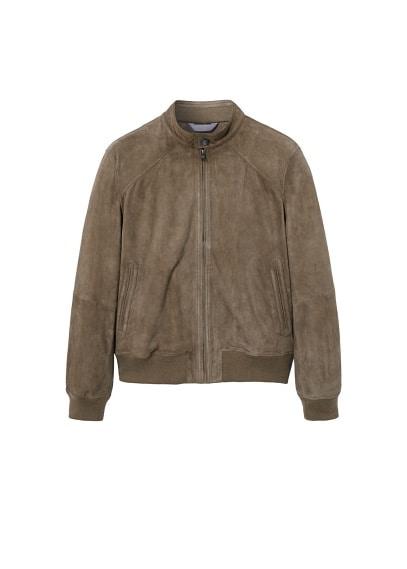 Mango Man Mango Man Bomber-style Suede Jacket