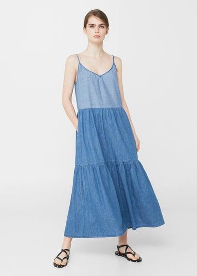 Mango Mango Contrasting Denim Dress