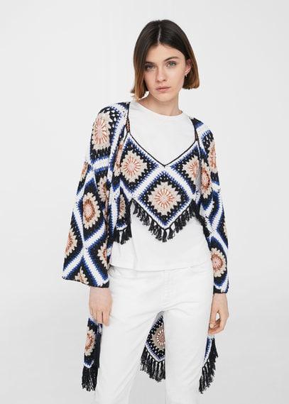 Mango Mango Cotton Crochet Cardigan