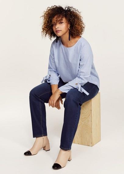 Violeta By Mango Violeta By Mango Bows Fine-striped Blouse