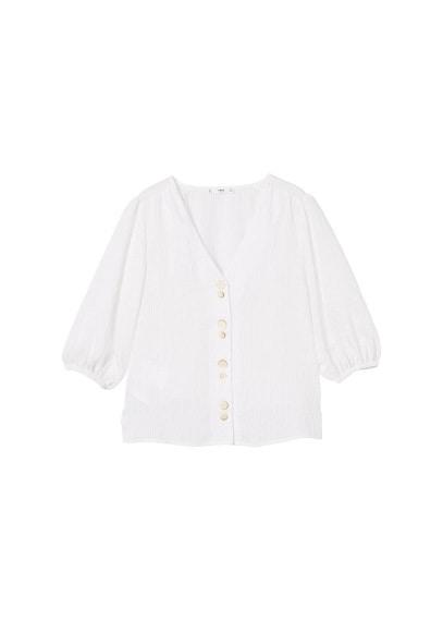 Mango Mango Buttoned Textured Blouse