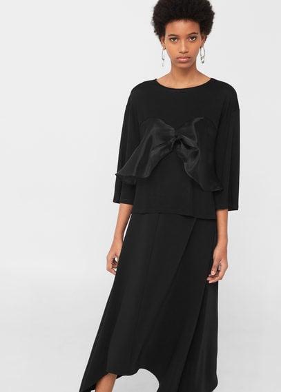 Mango Mango Bow V-neckline T Shirt