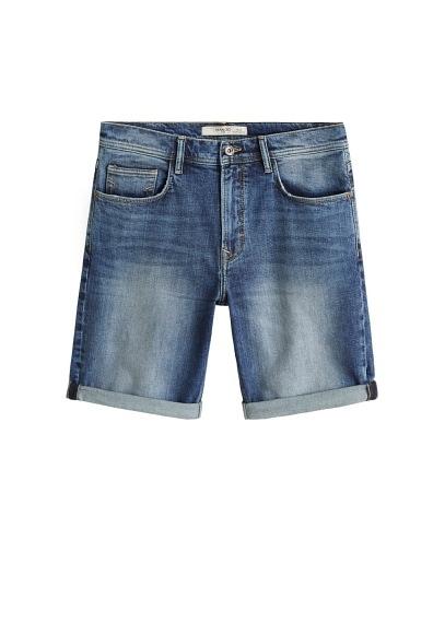 Mango Man Mango Man Dark Washed Denim Bermuda Shorts