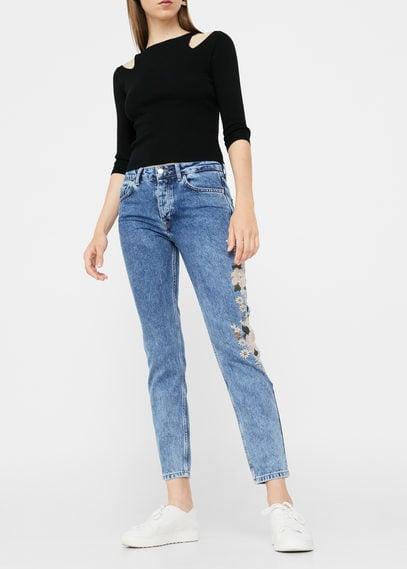 Mango Mango Embroidered Straight Spring Jeans