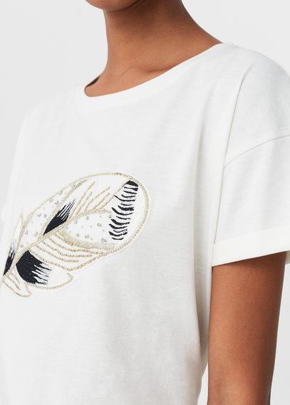 Mango Mango Embroidery Beaded T Shirt