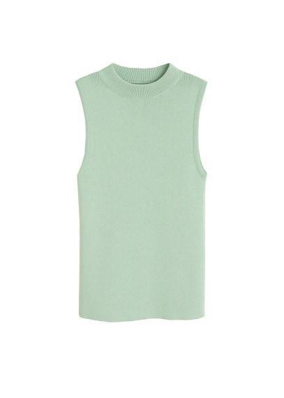 Mango Mango Ribbed Neck Knit Top