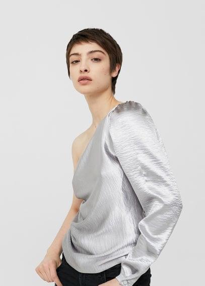 Mango Mango Asymmetric Metallic Blouse