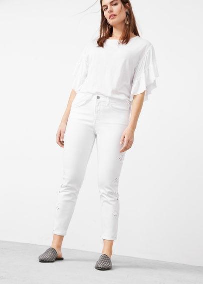 Violeta By Mango Violeta By Mango Laser-cut Slim Crop Jeans