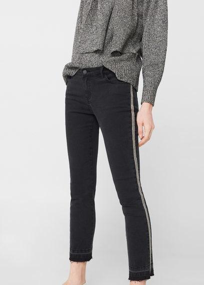 Mango Mango Relaxed Crop Chain Jeans