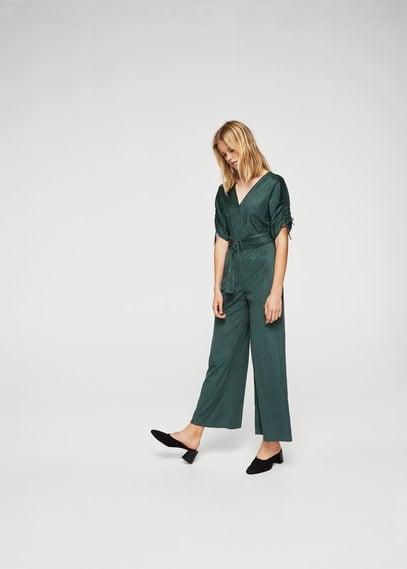 Mango Mango Ruched Sleeve Jumpsuit