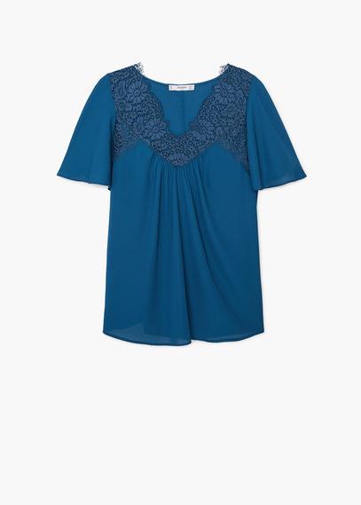 Mango Lace Panel Blouse