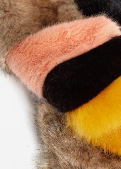 Mango Mango Striped Faux Fur Scarf