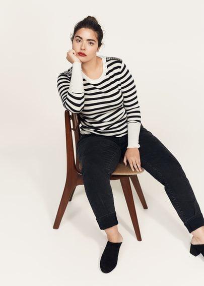 Violeta By Mango Violeta By Mango Appliqu Striped Sweater