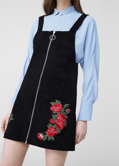 Mango Mango Embroidered Pinafore Dress