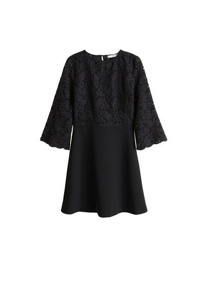 Mango Mango Guipure Mixed Dress