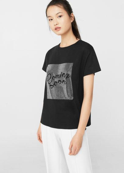 Mango Mango Rhinestone Print T Shirt