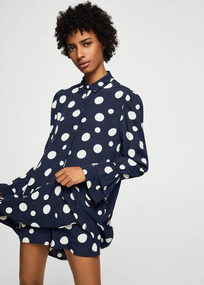 Mango Mango Polka-dot Ruffled Dress