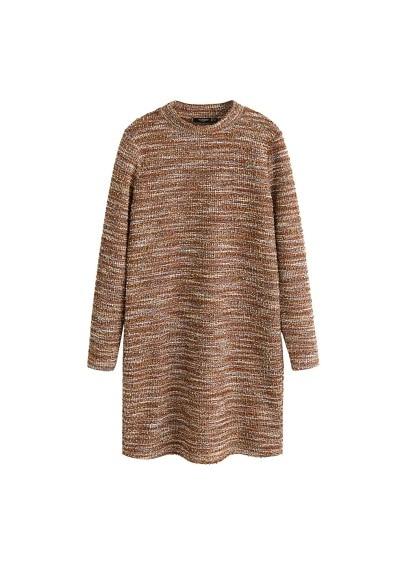 Mango Mango High Collar Tweed Dress