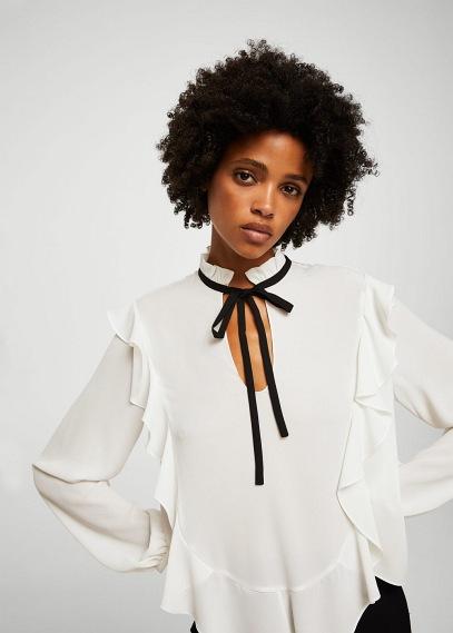 Mango Mango Ruffle Bow Blouse
