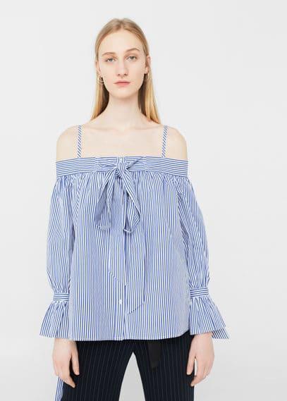 Mango Mango Striped Off-shoulder Blouse