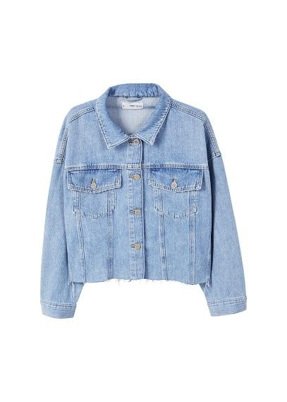 Mango Mango Frayed Hem Denim Jacket