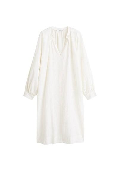 Mango Mango Puffed Sleeves Cotton Dress
