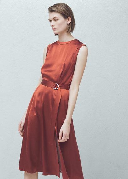 Mango Mango Belt Satin Dress