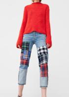 Mango Mango Relaxed Cropped Check Jeans