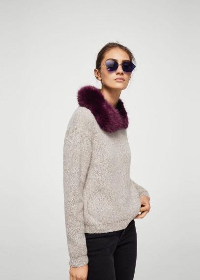 Mango Mango Faux-fur Collar Jumper