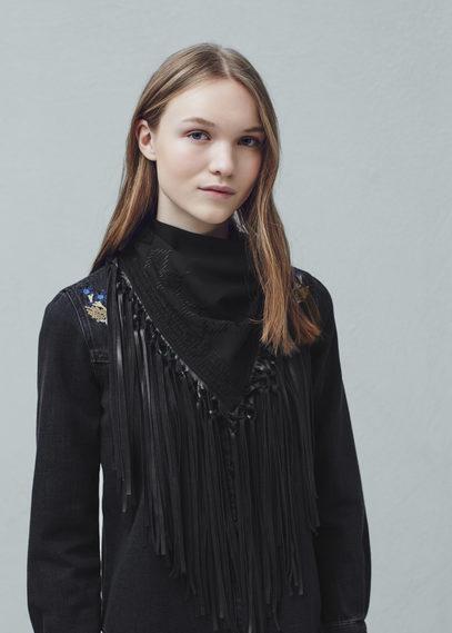 Mango Mango Fringes Embroidered Scarf