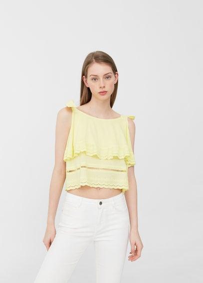 Mango Mango Embroidered Trims Top